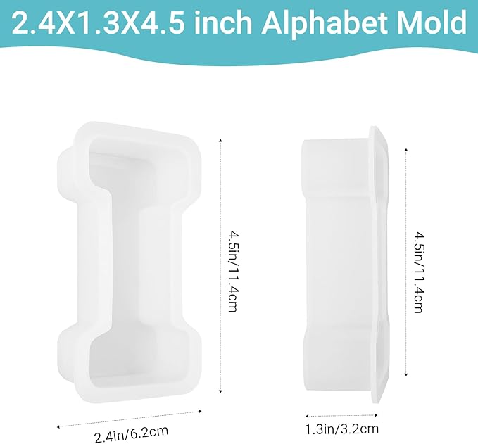 Gartful Resin Letter Molds for Casting, I Capital Alphabet Resin Silicone Molds for Epoxy, Thick 3D Silicone Letter Molds for Making Letters, Word Sign Art, DIY Crafts, Making Candle, Party Home Decor