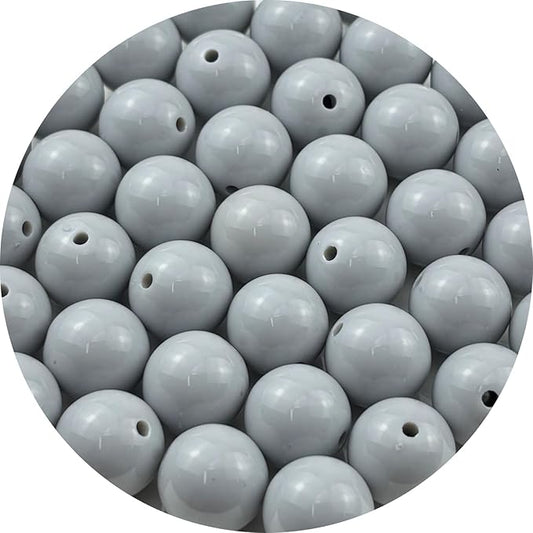 YUEXIGO 40pcs Acrylic Round Beads for Crafts 16mm Resin Candy Color Spacer Beads with Hole for Jewelry Making Sewing Crafts Decoration Necklaces Bracelets Earrings Supplies(Gray)