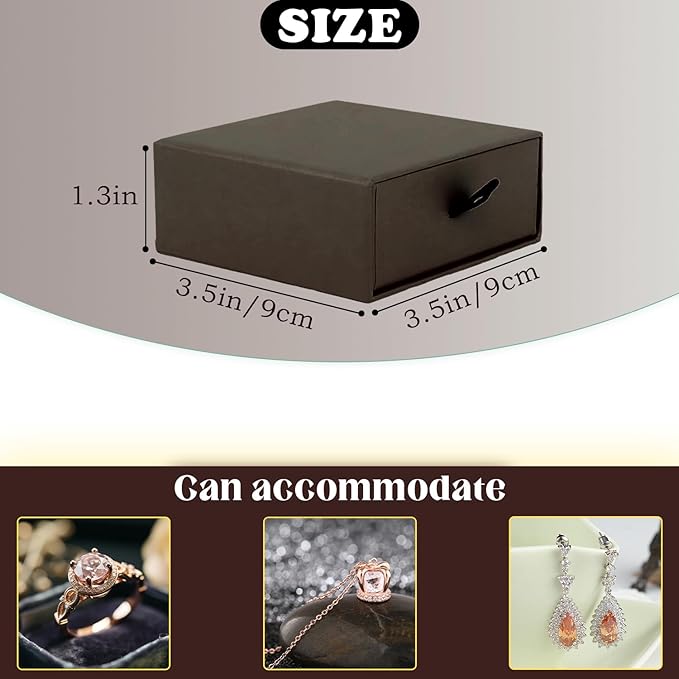 Coobbar Luxury Velvet-Lined Jewelry Gift Box 12-Pack, Compact Drawer Style Organizer for Earrings & Rings, Elegant Bracelet Display Box, Small Jewelry Storage Box, 3.5x3.5x1.26 Inches (Coffee)