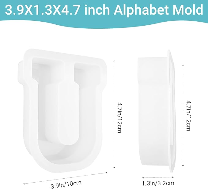 Gartful Resin Letter Molds for Casting, U Capital Alphabet Resin Silicone Molds for Epoxy, Thick 3D Silicone Letter Molds for Making Letters, Word Sign Art, DIY Crafts, Making Candle, Party Home Decor