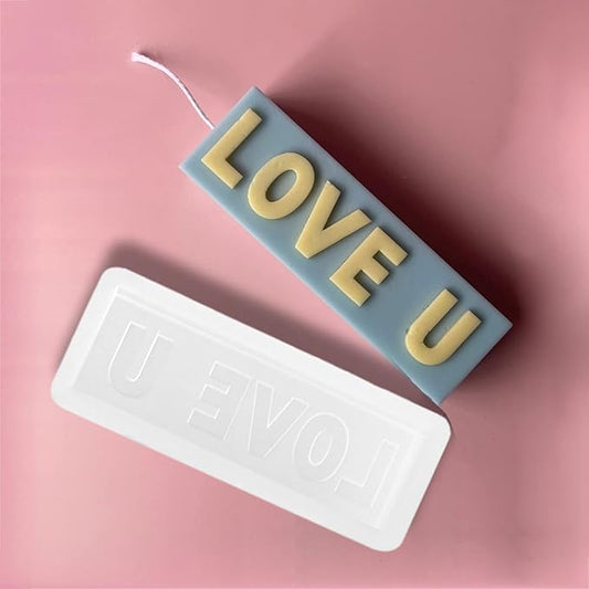 TOPYS Rectangular Alphabet Letter Pillar Silicone Resin Mold Candles Molds, Letter Candle Chocolate Mold for Resin Pendant Plaster Carving Making Aromatherapy Ornaments Handmade Gifts (Love u)