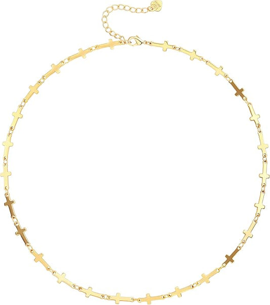 Aobei Pearl 18K Gold Plated Paperclip Chain Choker Satellite Chain Freshwater Cultured Biwa Pearl Pendant Necklace Dainty Jewelry for Women