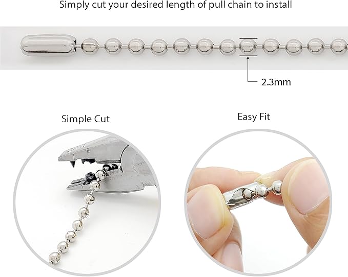 30 Feet – 2.3mm Ball Chain with 20 Connectors, Stainless Steel Roll for Dog Tags, Jewelry Making, Keychains, Fan Pulls, DIY Crafts