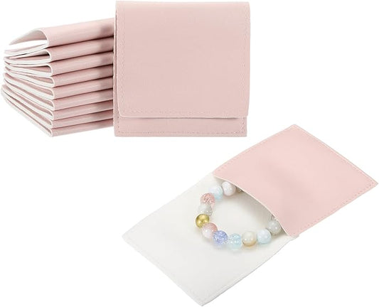 PATIKIL 20 Pack PU Leather Jewelry Pouch, 3" x 3" Envelope Style Jewelry Pouches for Bracelets Necklaces Earrings Rings, Small Luxury Bags for Wedding Candy Gift Storage, Pink