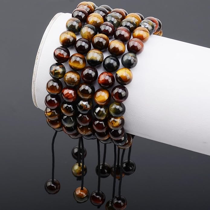 MASSIVE BEADS Natural Healing Power Gemstone Crystal Beads Unisex Adjustable Macrame Bracelets