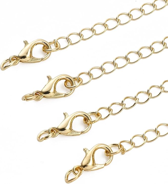 BEADIA 14K Gold Plated Extender Chains 75mm 20pcs Water Drop Extension Tail Chains for Jewelry Making Findings