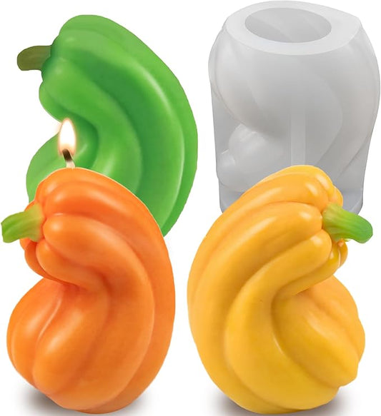 ZQYSING Pumpkin Silicone Mold, Thanksgiving Pumpkin Candle Molds for Candles Wax Soap Plaster Clay Epoxy Resin Casting, Fall Theme Silicone Mold for Halloween Home Decor 01