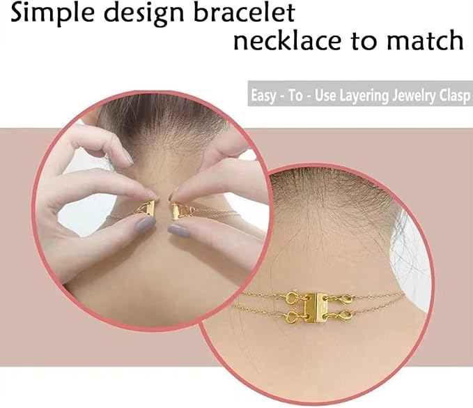 Layering Magnetic Necklace Clasps, Stainless Steel Chain Link Clasps, Multiple Necklace Clasp for Layered Look (2silvery+3silvery B)