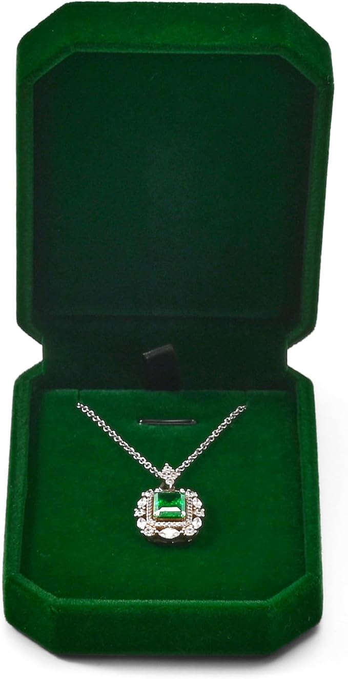 Green Small Necklace Box Velvet Jewelry Gift Box for Pendant Necklace Octagonal Jewelry Pendant Gift Box