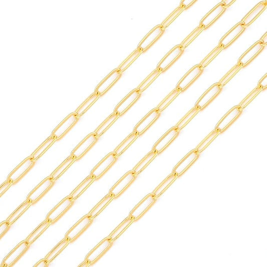 BEADIA 18K Gold Plated Oval O Chains 3.6mm 2 Meters for Jewelry Making Findings