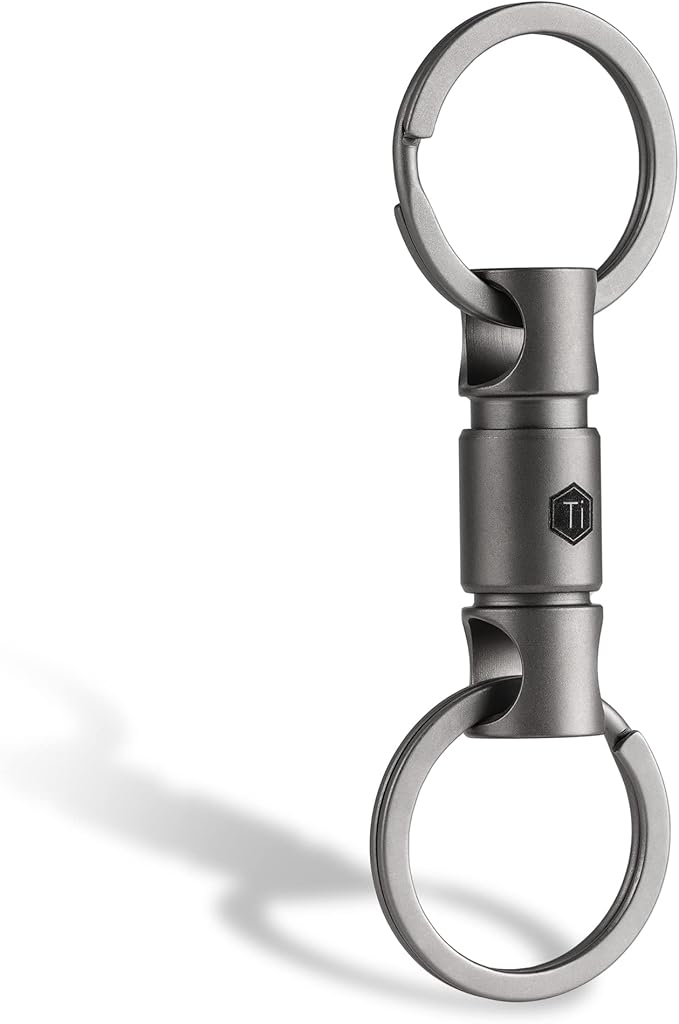 KeyUnity Detachable Key Ring Connector, Double-end Swivel Keychain Titanium Rotatable Key Organizer Linker for Carabine