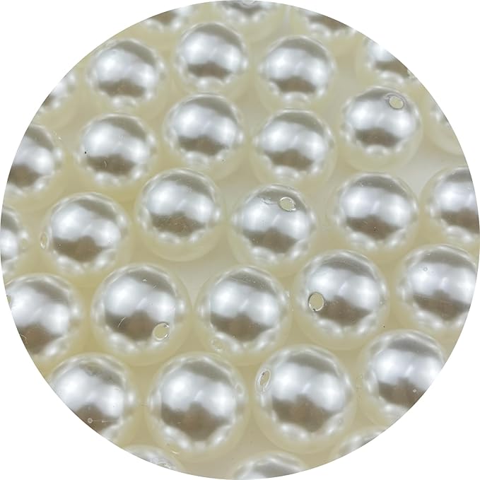 50pcs 20mm Pearl Beads Ivory Round Pearls Acrylic Beads for Jewelry Making DIY Craft Bracelets Necklaces Earrings Vase Fillers Home Wedding Decoration