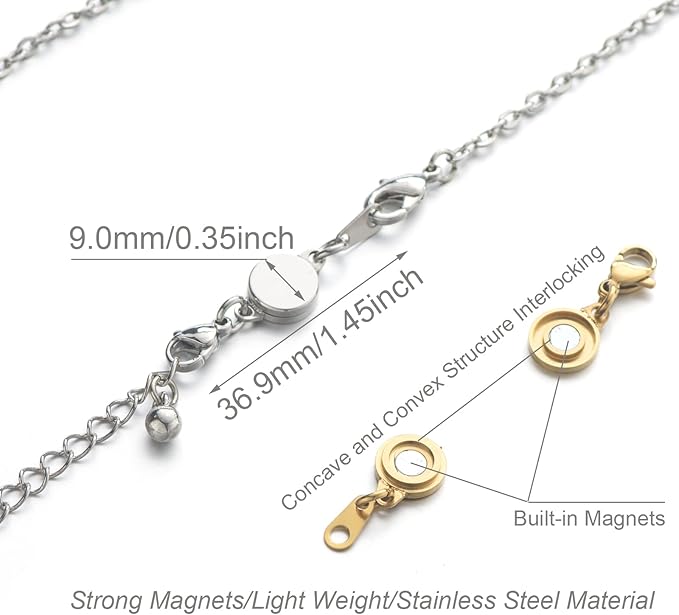 Zpsolution Stainless Steel Locking Magnetic Necklace Clasps and Closures, 18K Gold and Silver Plated Magnetic Clasps for Jewelry Making
