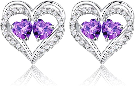 Iefil Valentines Day Gifts for Her - 925 Sterling Silver Birthstone Earrings, Anniversary Birthday Gifts for Women Wife Girlfriend Mom