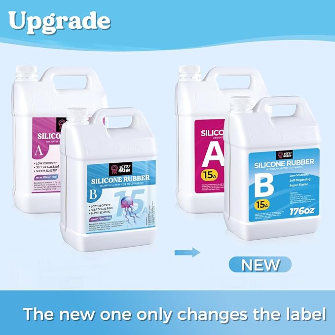 LET'S RESIN Silicone Mold Making Kit 15A, 4H Faster Curing Liquid Silicone Rubber, Super Elastic Translucent Clear Mold Making Kit, Molding Silicone for Silicone Molds, Soap Making, Clay(22lbs)