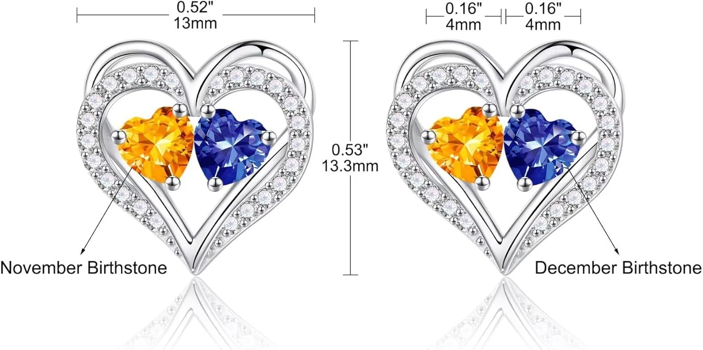 Iefil Valentines Day Gifts for Her - 925 Sterling Silver Birthstone Earrings, Anniversary Birthday Gifts for Women Wife Girlfriend Mom