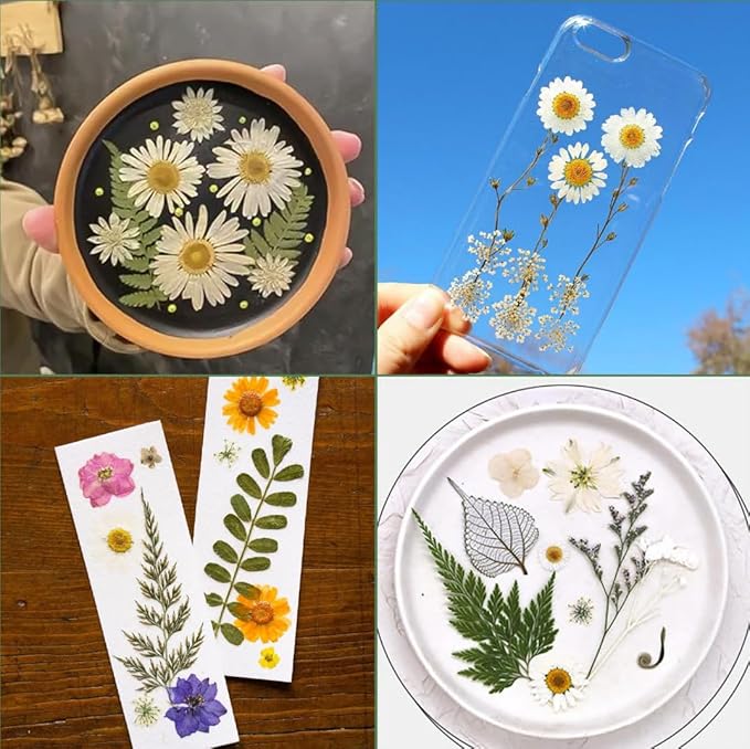 188 Pcs Dried Pressed Flowers for Resin Crafts, Real Natural Pressed Flowers and Leaves Kit Butterfly Stickers Vacuum Sealed Dry Flowers for DIY Epoxy Resin Jewelry Molds, Candle Soap Making, Nail Art