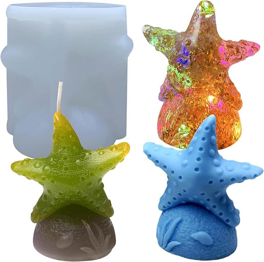 ZQYSING Starfish Candle Mold for Candle Making, Ocean Beach Sea Silicone Molds for Epoxy Resin Candle Wax Soap Clay Gypsum Home Decoration