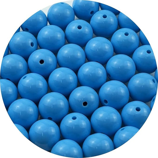 YUEXIGO 40pcs Acrylic Round Beads for Crafts 16mm Resin Candy Color Spacer Beads with Hole for Jewelry Making Sewing Crafts Decoration Necklaces Bracelets Earrings Supplies(Sky Blue)