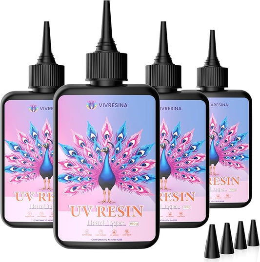 Vivresina UV Resin 400 Grams Crystal Clear Hard Type Fast Curing No Yellowing Low Odor for Art Craft Coating Jewelry Making