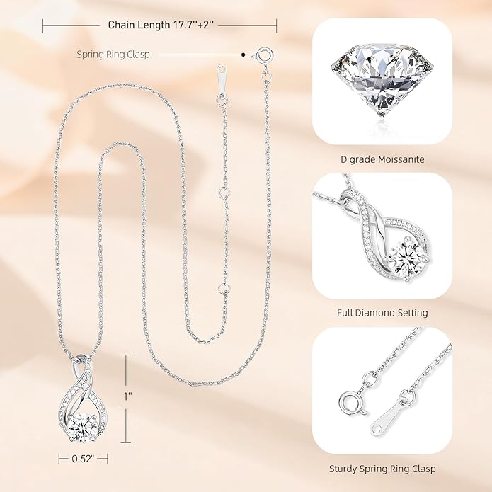 KRZ Anniversary Jewelry Gift for Wife, 925 Sterling Silver with Gold Plated Birthday Christmas Valentines Day Gift - Love Card Present for Wife Her Women Girlfriend