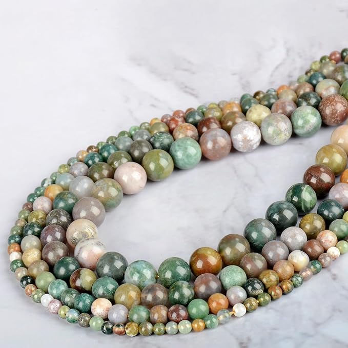 Natural Stone Genuine Stones DIY Indian Agate Round Beads 8mm 100pcs Beading Loose Gemstone Hole Size 1mm Charm Smooth Beads for Bracelets Necklaces Earrings (Indian Agate 8mm)