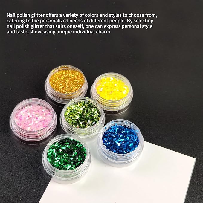 SULLMAR 12Colour Nail Glitter for Dazzling Nail Art Professional Quality Glitter for Nail Designs Body Glitter Appropriate for DIY NailDecorations