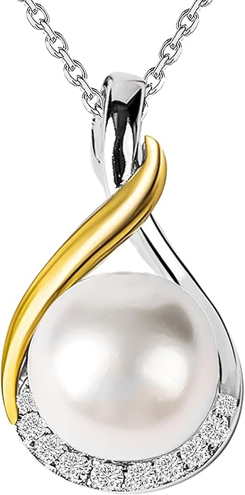 Gifts For Wife Wedding Anniversary - mothers day gifts for wife - AAA+ Real Pearl Necklaces For Women (18k Gold Platting 925 Sterling Silver) mothers necklace ideas Birthday Freshwater Pearl Necklace