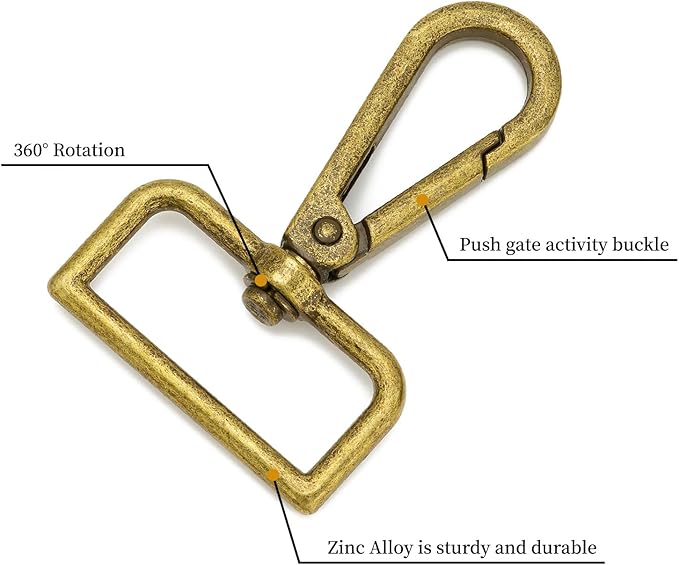 9 Pcs D Ring Swivel Lobster Claw Clasp Push Gate Snap Hooks Trigger Clips for DIY Crafts Keychain Purse Handbag Making,1-1/4 Inch Bronze