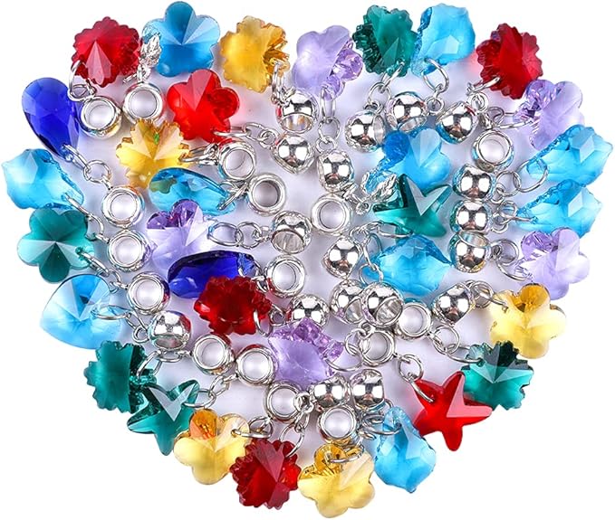 60 Pieces Assorted European Beads with Plating Silver Metal Alloy Rhinestone Large Hole Spacer Beads for DIY Charm Bracelet Jewelry Making (Alloy Glass Assembly)