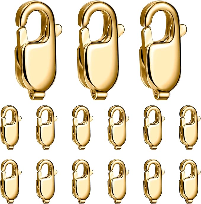 15PCS 16MM Gold Lobster Clasps, 18K PVD Gold Plated 316 Stainless Steel Lobster Claw Clasps Bulk for Necklace Bracelet Jewelry Making DIY Craft