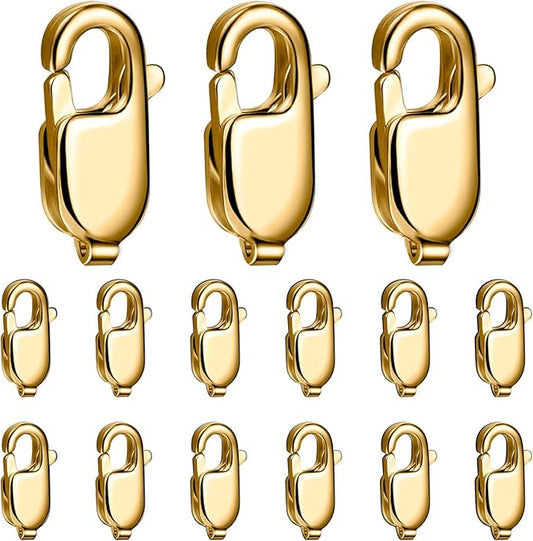 15PCS 18MM Gold Lobster Clasps, 18K PVD Gold Plated 316 Stainless Steel Lobster Claw Clasps Bulk for Necklace Bracelet Jewelry Making DIY Craft