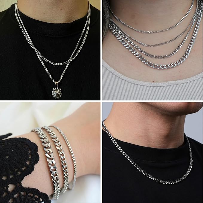 16.5FT Stainless Steel Cuban Chain Roll 6MM Width Diamond-Cut Curb Link Chains Spool Bulk for DIY Crafts Jewelry Making