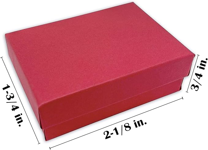 TheDisplayGuys - 100-Pack #11 Cotton Filled Cardboard Paper Jewelry Boxes Gift Case - Matte Red (2.1" x 1.8" x 0.8") - for Shipping or Storage