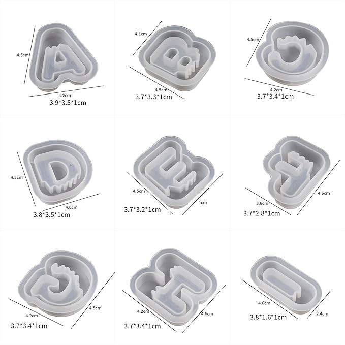 26 Pack Letter Candle Molds - Alphabet & Clay Molds for Resin Casting & Candle Making