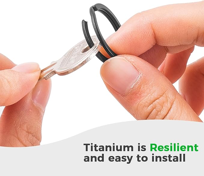 FEGVE Titanium Flat Split Jump Rings for Keys, Jewelry & Pet ID Tags
