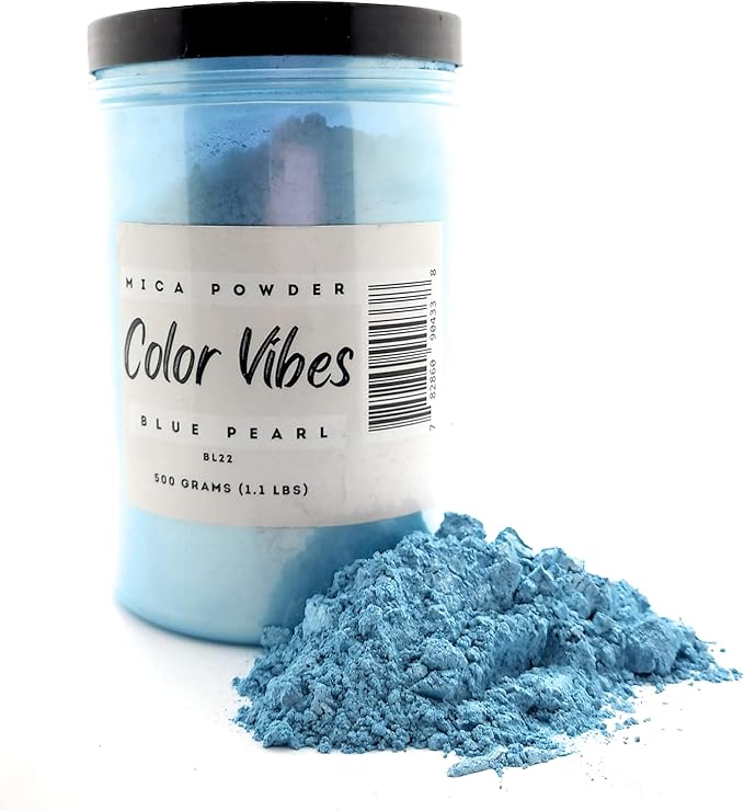 Pearl Mica Powder Pigment Dye - 500 Grams (1.1 lbs) - Best Bulk Price for Fine Arts, Crafting, Painting, Bath Bomb Soap Candle Slime Jewelry Making, Epoxy Resin, Woodworking (Blue BL22)