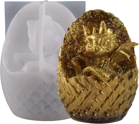 3D Dragon Animal Half Egg Dragon Candle Silicone Wave Spiral Candle Mold - Silicone Resin Casting Molds for Candle & Resin & Soap Craft Supplies