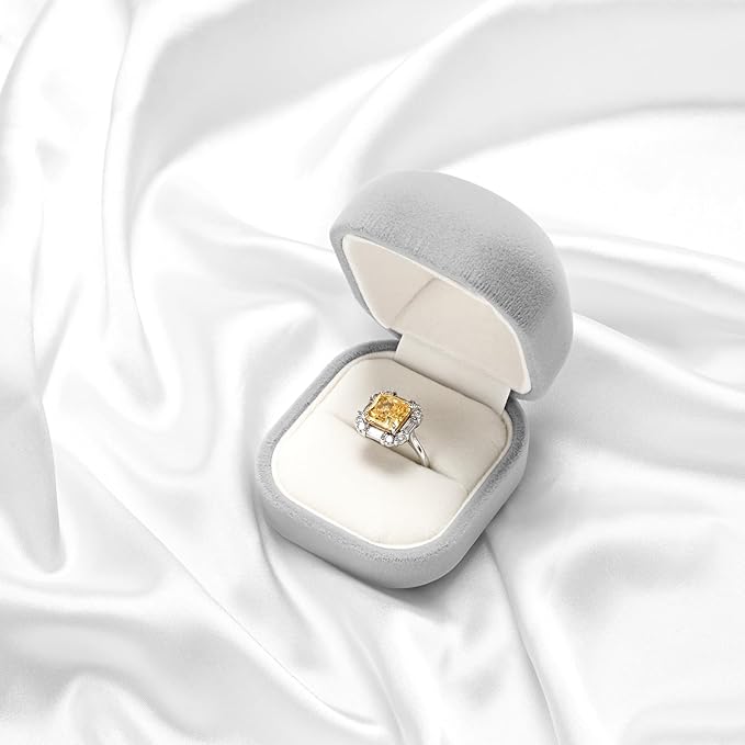 Premium Velvet Ring Box Jewelry Gift Box Small Rings Holder for Birthday, Proposal, Engagement,Wedding, Valentine's Day (Grey)