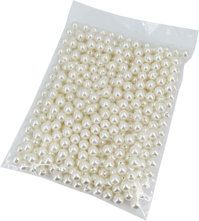 INSPIRELLE 360pcs 12mm Ivory Art Faux Pearl Beads ABS Round Loose Spacer Beads for DIY Craft Necklaces Bracelets Jewelry Making