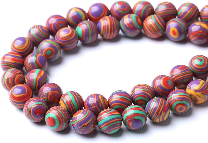 90PCS 8mm Purple Malachite Stone Beads Round Loose Gemstone Beads for Jewelry Making DIY Bracelet Necklace 32" 2 Strand,Energy Stone Healing Power