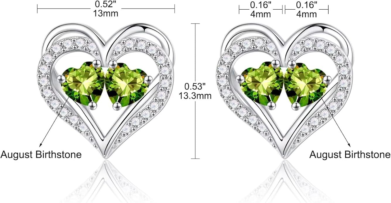 Iefil Valentines Day Gifts for Her - 925 Sterling Silver Birthstone Earrings, Anniversary Birthday Gifts for Women Wife Girlfriend Mom