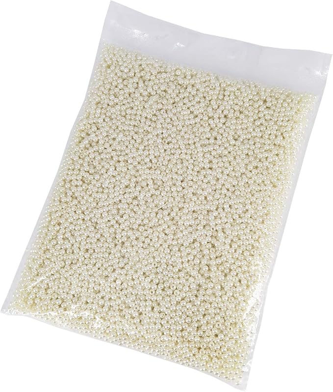 INSPIRELLE 7000pcs 4mm Ivory Art Faux Pearl Beads ABS Round Loose Spacer Beads for DIY Craft Necklaces Bracelets Jewelry Making