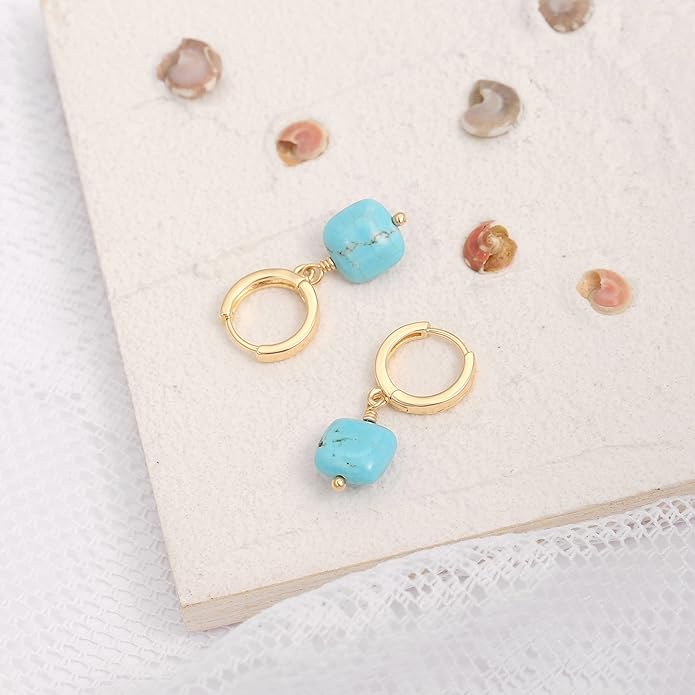 Gold Plated Huggie Hoop Earrings with Charms Fashion Pearl Drop Dangle Earrings for Women Handmade Karma Circle Jewelry for Ladies Lightweight Pearl Earrings on Christmas