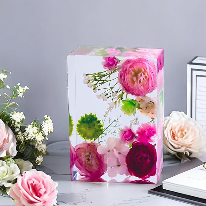 Resin Molds Silicone,Epoxy Resin Casting Craft Mold for Flower Preservation Bookends DIY Art (Rectangle)