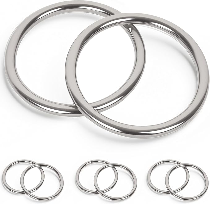 ZUSFUL 3.15 inch Metal O Rings,Stainless Steel Round Ring Buckles 5/64" Wire Diameter,metal rings for crafts,Solid Welded Loop(2, ID5/64*D3.15(80mm))