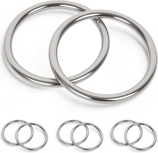 ZUSFUL 3.15 inch Metal O Rings,Stainless Steel Round Ring Buckles 5/64" Wire Diameter,metal rings for crafts,Solid Welded Loop(4, ID5/64*D3.15(80mm))