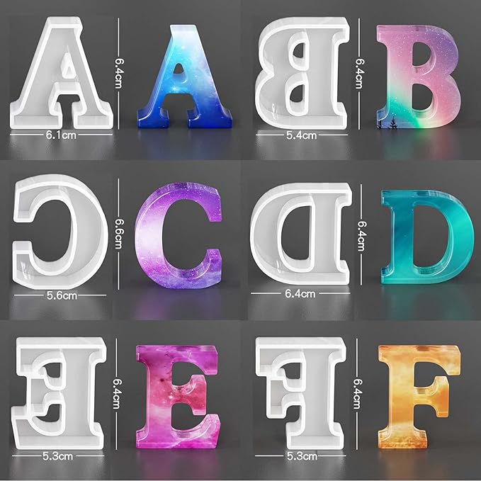 Letter Mold 2.5 inch 26 Pack Letter Mold Letter Resin Mold Alphabet Candle Mold Silicone Mold for Resin Cake Mold Clay Resin Making Molds Candle Making Molds Craft Supplies