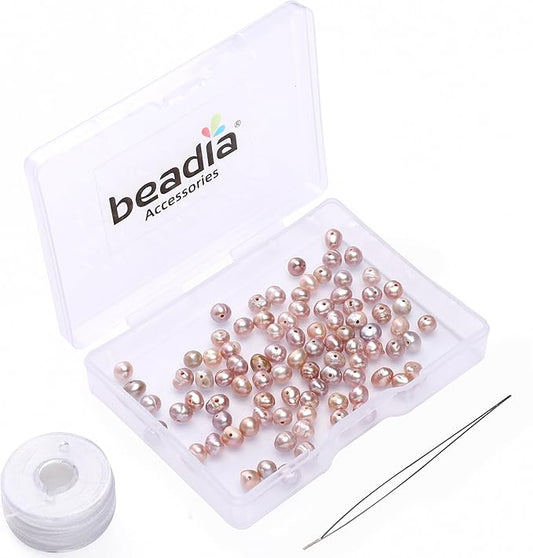 Natural Pearl Beads Potato 4-5mm Purple Freshwater Cultured Loose Gemstone Beads for DIY Jewelry Making 13.8''/Strand HQ