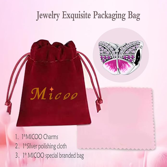 MICOO 925 Sterling Silver Charms for Bracelets and Necklaces Airplane Passport Dangle Pendants Evil Eye Butterfly Charms Beads Jewelry Gift for Women